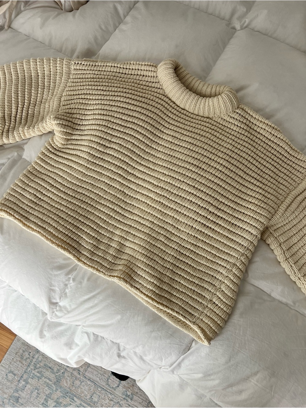 Na Nin Romy Cotton Bubble Cozy Ribbed Sweater - Ivory